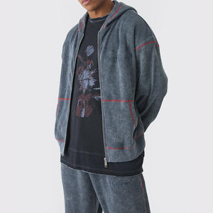 Men Baggy Tracksuit in Acid Wash Finish <b>Oversized</b> <b>Hoodie</b> and Joggers Two Piece Set Casualwear for ,<b>Lounging</b> Street Styling - Product Image 3