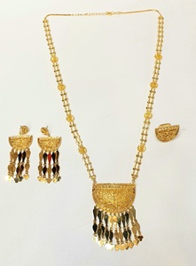 Nouveau à la mode 24KT plaqué or femmes pendentif collier ensemble Style arabe bijoux fins pour les mariages et les fêtes - Product Image 4