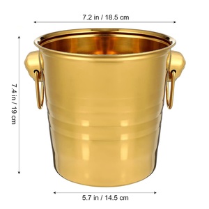 Barril de vino de acero inoxidable con diseño de cubo de hielo martillado Cubo de hielo de vino tinto con asas de perilla para suministros de Bar de fiesta - Product Image 3