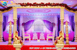 Décoration de mariage traditionnelle Kalyana Mandap, mariage royal sri-lankais, mandap carré en FRP, magnifiques piliers en forme de visage d'éléphant, mandapam - Product Image 3