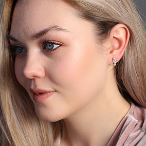 Pendientes de piedra de circón de diseño redondo hechos a mano, joyería pequeña minimalista de plata de ley al por mayor turca - Product Image 6