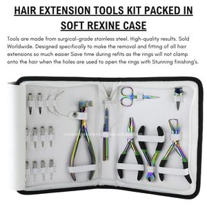 Kits de extensiones de cabello con etiquetas personalizadas con alicates de cuentas de Micro Nano anillos y pinzas de sujeción de bucle cortador de gancho herramienta de aplicación de trama - Product Image 5