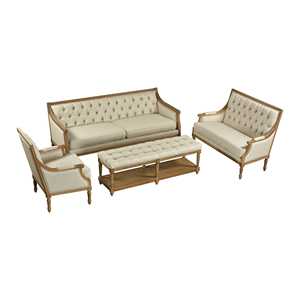 Canapé de salon en bois massif de haute qualité et tissu de couleur blanche de riz pour meubles de salon et meubles d'hôtel - Product Image 1