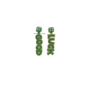 Boucles d'oreilles pendantes festives pour femmes, en strass et perles de verre, sans nickel, faites à la main, pour la Saint-Patrick, en gros - Product Image 5