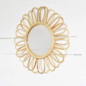 Marco de espejo de ratán ecológico, elemento decorativo elegante bohemio para interiores - Product Image 5