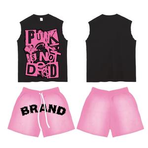 Two Piece Short <b>Sleeveless</b> Vest & Short With Pickled Him <b>TShirt</b> Inspired Custom <b>Men</b> Clothing Manufacturer High Quality Printing - Product Image 3