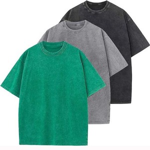 Camisetas de Hip Hop Vintage 220g Drop Shoulder High Street Camiseta lavada con ácido para hombres Venta al por mayor Camisetas de peso pesado personalizadas - Product Image 3