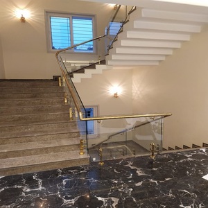 Elegante pasamanos interior Vidrio duradero Barandilla de vidrio de acero inoxidable perfecta para villas modernas - Product Image 1