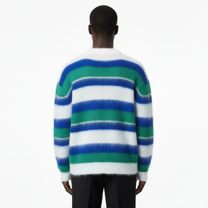 Pull en maille jacquard en laine mohair brossée personnalisé avec logo, unisexe, sweat-shirts, vestes, blocs de couleur, pulls en mohair - Product Image 2