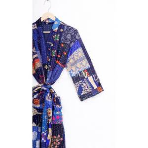 ชุดคลุมสไตล์โบฮีเมียนทำมือจากอินเดีย ผ้าฝ้ายเนื้อนุ่ม ระบายอากาศได้ดี แห้งเร็ว ลายพิมพ์ดอกไม้ เหมาะสำหรับใส่พักผ่อนช่วงฤดูร้อน - Product Image 6