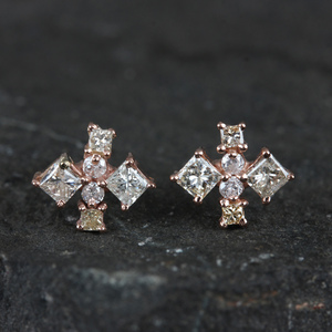 Nouveau design de clous en diamant naturel 14k solide or rose boucles d'oreilles Designer vêtements quotidiens bijoux fins fabricant de gros - Product Image 4