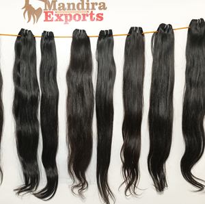 100% Remy vierge vendeur couleur noire longue ligne droite soyeuse machine double trame faisceau naturel temple indien Extensions de cheveux humains - Product Image 2