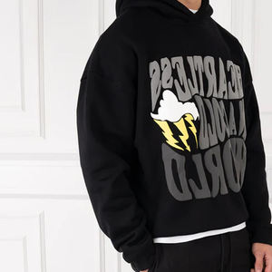 Sweat à capuche professionnel imprimé bouffant pour hommes fabriqué en usine à vendre pull en gros sweats à capuche d'impression bouffée de tissu doux - Product Image 4