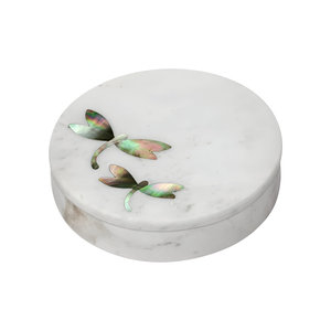 Joyero Rectángulo de Mármol Blanco Elegante Hecho a Mano con Incrustaciones de Nácar Hermana Regalo a Precio - Product Image 4