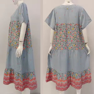 Femmes Jumbo taille Floral Motif rayonne vêtements de nuit confortable court été manches chemise de nuit taille élastique fermeture genou longueur doux - Product Image 2