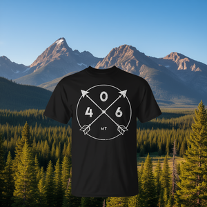 Camiseta de recuerdo con flecha del estado de Montana y código de área 406, ropa promocional - Product Image 3