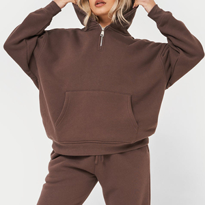 Sudaderas con capucha con logotipo personalizado Sudaderas sueltas de algodón/poliéster con bordado liso para mujer Sudadera con capucha de diseño único de gran tamaño para mujer - Product Image 1