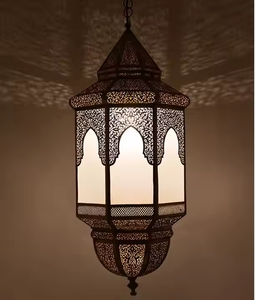 iron <b>Moroccan</b> hanging lantern with traditional pierced patterns for exotic and dreamy candlelight by <b>decor</b> impex - Product Image 3