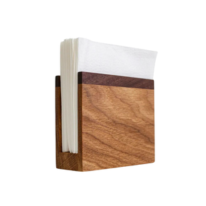 Servilletero de madera de roble oscuro clásico, accesorio decorativo de mesa hecho a mano, soporte de tejido para bodas o fiestas - Product Image 6