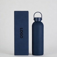 Bouteille étroite avec boucle de transport intégrée, bouteille d'eau à bouchon à vis de 17 oz, gourde de voyage anti-fuite pour l'école