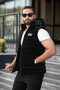 Chaleco Acolchado Informal para Hombre, Talla Grande, Cortavientos, Cómodo, Elegante, Relleno de Micro Gel, Cuello en V, Cierre de Cremallera Corta, Invierno - Product Image 3