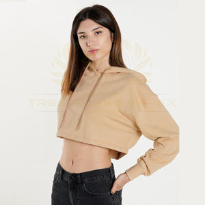 เสื้อฮู้ดครอปผู้หญิงคุณภาพสูงสำหรับฤดูหนาว แขนยาว ผ้าฝ้ายฟลีซ มีเชือกผูก โลโก้ปัก ระบายอากาศได้ดี ซับเหงื่อ - Product Image 3