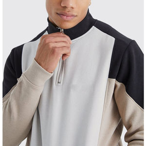 High Quality Winter Fleece Streetwear Embroidery Man 1/4 Zip <b>Funnel</b> Neck Quick Dry Colour Block Tracksuit Long Sleeve Tracksuits - Product Image 5