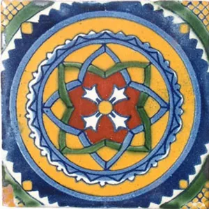 C #041 Carreaux de céramique mexicains faits à la main TalaVERA Mosaic Art avec influence espagnole polie pour la chambre à coucher ou le salon - Product Image 1