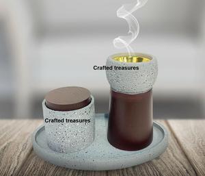 Vintage Style Terrazzo Bakhoor Burner Tray <b>Set</b> Marble Incense Burner Holder Muabkhar <b>Set</b> <b>Candle</b> Holder Home Decor At Best Price - Product Image 5