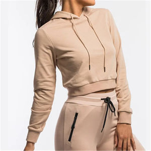 Sweat à capuche court en coton 300 Gsm pour femmes en gros Sweats à capuche d'hiver de style Streetwear avec logo avant - Product Image 2