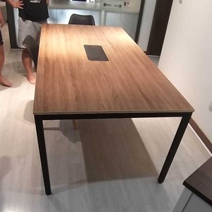 Uconcept HBUC054-200x100cm Minimalist Style Plywood Conference <b>Table</b> with Iron <b>Legs</b> <b>Adjustable</b> for Office or Hotel Use - Product Image 6