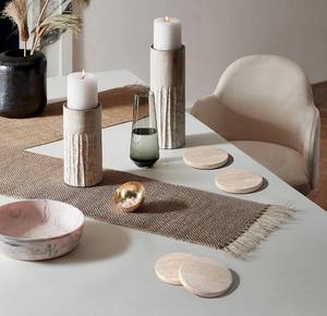 Natural Round Travertine Stone Coaster Heat Resistant Durable Minimalist Design Protects <b>Coffee</b> Dining and Office Tables - Product Image 6