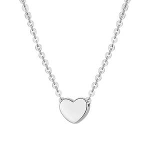Jeulia Mini Heart-Shaped Sterling <b>Silver</b> Necklace with Rhodium Plated <b>Box</b> <b>Chain</b> and Zircon Stone - Product Image 1
