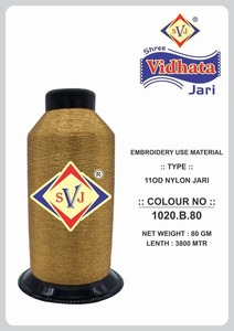 Fil de Nylon Métallisé Argenté Durable SHREE VIDHATA JARI 1020.B.80 110D 3800m pour l'Industrie Textile, Broderie et Tissage Manuel - Product Image 2