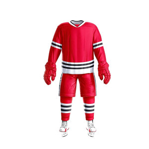 Dernier produit Uniforme de hockey sur glace confortable col en V rayé grande taille imprimé par sublimation pour hommes - Product Image 4