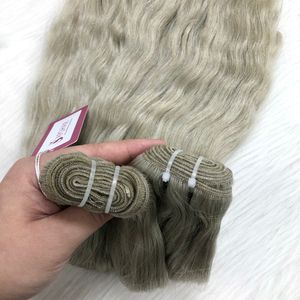 La mejor cutícula alineada, extensiones de cabello de trama de Color ceniza rubio ceniza, Natural Remy cabello ondulado, trama de máquina dibujada doble, humano barato a granel - Product Image 1