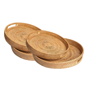 ถาดหวายอเนกประสงค์และหรูหรา: เหมาะสำหรับใส่อาหารผลไม้หรือเสริมการตกแต่งบ้าน - Product Image 1