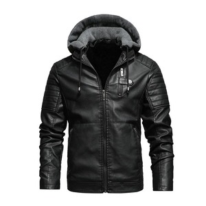Maxulla Winter Men's Leather <b>Jacket</b> Men's Fleece Motorcycle Hooded <b>Jackets</b> Casual Outwear Thermal Leather <b>Jackets</b> Men Clothing - Product Image 6