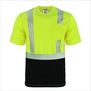 100% Polyester Mesh <b>High</b> <b>Vis</b> Orange <b>T</b> <b>Shirts</b> Short Sleeve Men's Workwear Safety Reflective Men's <b>T</b> <b>Shirts</b> - Product Image 2