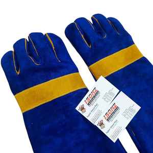 ISONZ ถุงมือเชื่อมหนังวัวสีน้ำเงิน ฝ่ามือเสริมหนังกลับ ทนความร้อน ป้องกันการบาด ป้องกันแรงกระแทก พร้อมซับในผ้าฝ้ายเนื้อนุ่ม - Product Image 4