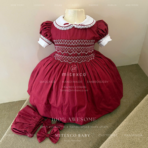 Ensemble robe rouge évasée pour filles en coton doux, design personnalisé, fabriqué au Vietnam par MITEXCO - Product Image 1