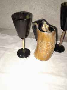 Mug rustique en corne viking artisanal, écologique, pour bière, vin, café, pour les fêtes, logo personnalisable, motif, lave-vaisselle, micro-ondes - Product Image 5