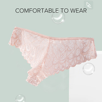 Culottes Sexy en Dentelle pour Femme, Sous-Vêtements Féminins Couleur Unie Transparente, Intimates Taille Basse