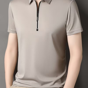 Chemise polo personnalisée en polyester avec fermeture éclair, noir et blanc, pour arbitres, maillot d'arbitre homme, design et logo personnalisés - Product Image 2