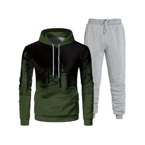 OEM/ODM sudaderas con capucha personalizadas y conjuntos de Jogger logotipo sólido Sudadera con capucha chándal de algodón de peso pesado - Product Image 5