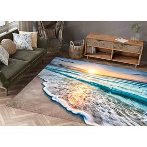Alfombra Estampada con Atardecer en el Océano - Decoración de Alfombra Costera, Alfombra Gobelino - Product Image 4