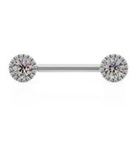 Barrette de piercing pour téton Avira Jewels en or massif 14 carats, sertie de diamants taillés, certifiée IGI, sans nickel, sans plomb, alternative au diamant, bijoux de luxe