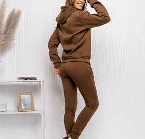 Chándal de invierno informal para mujer, sudadera cómoda con patrón sólido, Sudadera con capucha, pantalones de chándal de talla grande, venta al por mayor, traje de dos piezas - Product Image 4