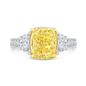 Bague de fiançailles en diamant de laboratoire demi-lune jaune de forme fantaisie de 4 ct avec clarté VVS diamant certifié IGI fabriqué en Inde - Product Image 3