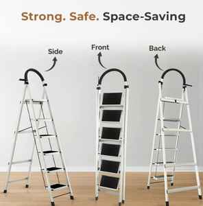 Nouvelle échelle pliable à 6 marches Vision, robuste, compacte, stable, pour usage domestique, capacité de 150 kg - Product Image 3